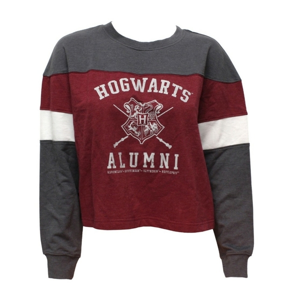 Harry Potter Junior Hogwarts Alumni varsity long sleeve crop top shirt  M - Picture 1 of 6